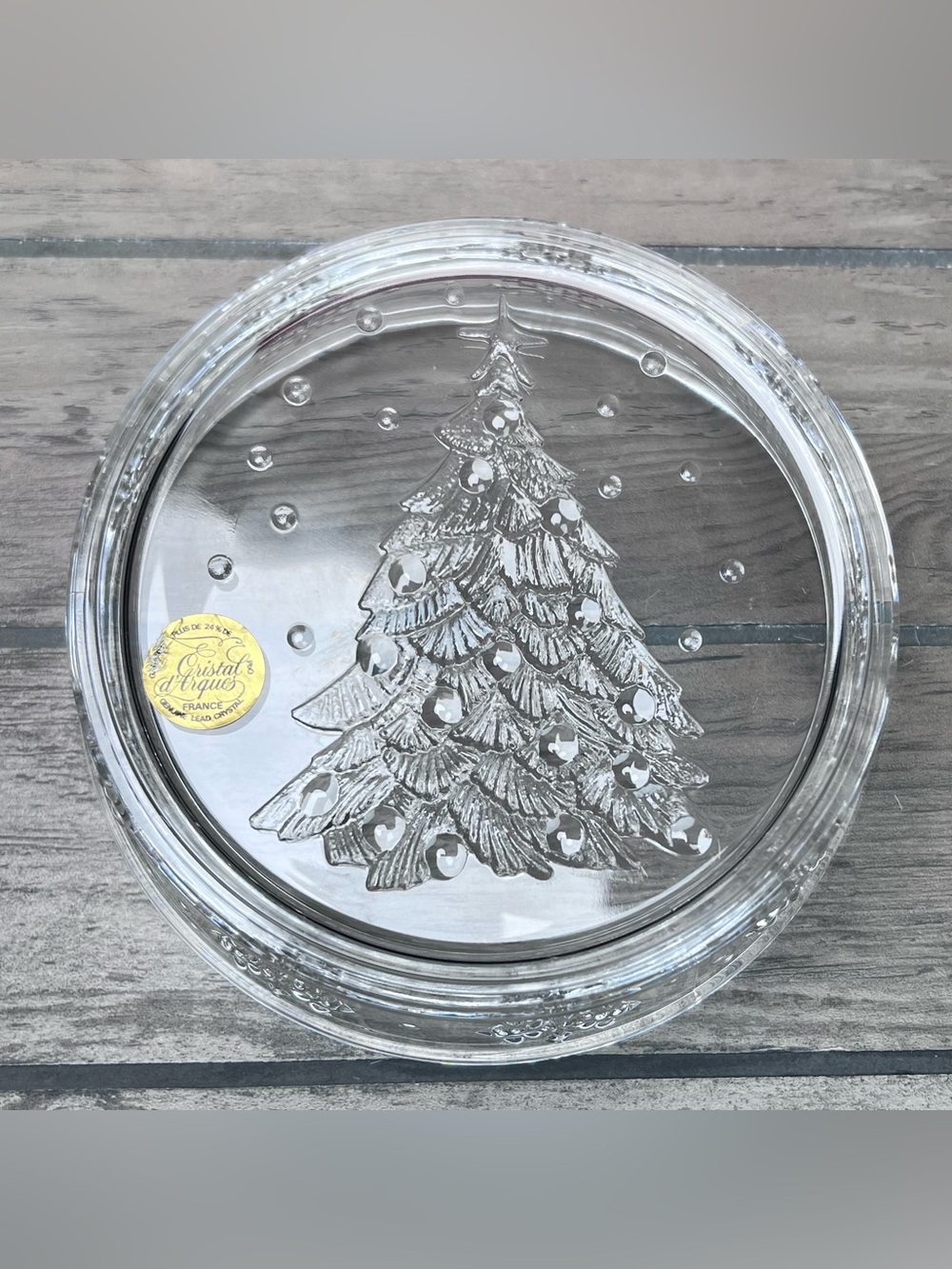 Vintage Cristal d'Arques Christmas Tree Genuine Lead Crystal Bowl Made in France - Picture 10 of 13